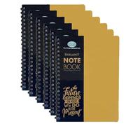 A4 Lined Notebooks Set of 6 - Twin Wire Spiral Bound Writing Pads with Durable Poly Cover 140 Ruled Sheet (68 GSM) Lightweight Exercise Books for School University Office & Travel (Orange, A4)