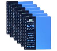 A4 Lined Notebooks Set of 6 - Twin Wire Spiral Bound Writing Pads with Durable Poly Cover 140 Ruled Sheet (68 GSM) Lightweight Exercise Books for School University Office & Travel (Blue, A4)