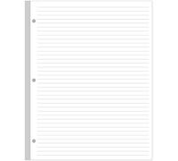 A4 Lined Refill Paper, 3-Hole Punched Ruled Filler, 100 Sheets / 200 Pages, 100gsm White, 8.5'' x 11''