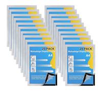 A4 Magnetic Frame, Self Adhesive Wall & Window Sign Holder, 20 Pack, Silver | Display Frame with Self Adhesive Backing for Posters, Ads, Documents, Photos, Notices, Prints, Certificates & Licenses