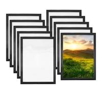 A4 Magnetic Picture Frames, 10 Pack Picture Photo Frame Set with Adhesive Backing Collage Picture Frame Set Ideal for Home Office Wall Refrigerator Door Table Top Display (Black)