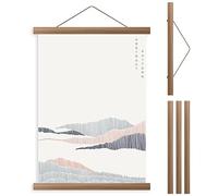 A4 Magnetic Poster Frame Frames, Light Wood Wooden Poster Frame Hangers Hanger Hanging Kit, Magnetic Poster Hanger for Posters Photo Picutre Canvas Artwork Art Print (21cm, Brown)