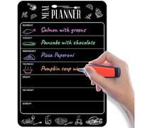 A4 Magnetic Weekly Planner Food Planner for Fridge - Black Menu Planner Magnetic Wipe Clean - Dry Erase Meal Planner Week Wipeable - Magnetic Menu Board for Refrigerator - Food Planner Magnetic