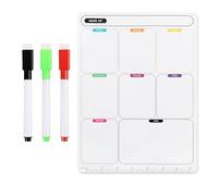 A4 Magnetic Weekly Planner for Fridge, Dry Wipe Magnetic Whiteboard Calendar with 3 Pens, Meal Planning Board, Magnetic Shopping List Pad for Fridge, Family Routine and Office Reminder