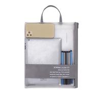 A4 Mesh Zipper Pouch Document Bag File Folders with Handle, Portable Business Handbag Pocket Waterproof File Folder Letter Size Storage Bag Organiser Case for School Office Supplies Travel (Grey, A4)