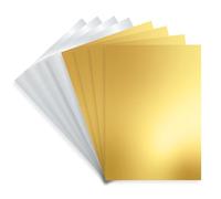 A4 Metallic Gold & Silver Mirror Cardstock Paper - 16 Sheets, 250 GSM Reflective Foil Card for Arts & Crafts, DIY Projects, Scrapbooking, Invitations, Greeting Cards & Party Decorations