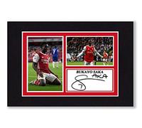 A4 Mounted Signed Bukayo Saka Arsenal Photo Montage - With Pre Printed Autograph - Ready To Be Framed - Artwork, Wall Art Football Memorabilia