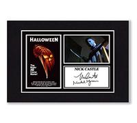 A4 Mounted Signed Nick Castle - Michael Myers - Halloween Photo Montage - With Pre Printed Autograph - Ready To Be Framed - Artwork, Wall Art Memorabilia