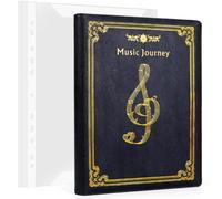 A4 Music File Folder, 40 Pages Music Folder, Loose-Leaf Music Notebook, Double-Sided editable Insert Sheet Music Folder for Piano, Guitar, Band, Choir, Concert, Professional Music Accessories, Black