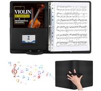 A4 Music Folders for Sheet Music with Handle and Shoulder PU Leather Choir Folder 3 Rings Choir Binder for Piano and Stage Performance, Music Sheet Book Holder Storage with 10 Plastic Sleeves - Black