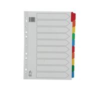 A4 Mylar Divider 10-Part White With Multi-Colour Tabs