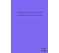 A4 Notebook 8mm line ruled with margin 80 Pages: 90gsm White Paper, Feint Ruled With Margin, Writing Notebook For Children MediumSlateBlue Cover