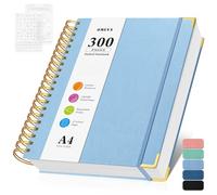 A4 Notebook, Bullet Dotted Journal Notebooks, 300 Pages Leather Note Book, 120 GSM Thick No Bleed Through Paper Journals, Large Dot Grid Notebook for Women Men Work Writing, 21.5 x 27.9cm, Light Blue