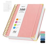A4 Notebook, Bullet Dotted Journal Notebooks, 300 Pages Leather Note Book, 120 GSM Thick No Bleed Through Paper Journals, Large Dot Grid Notebook for Women Men Work Writing, 21.5 x 27.9cm, Pink