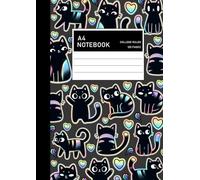 A4 Notebook, College Ruled, 120 Pages: Cute Kawaii Doodle Black Cats Notebook Journal For College, Students, School, Work, Office