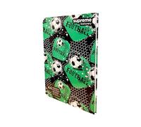 A4 Notebook Hardback 160 Pages Thread Sewn Feint and Margin Football Design Cover - Ruled Notebook (Green)
