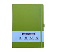 A4 Notebook Hardback Ruled Notepad Notes Lined Journal Diary with Pen Holder Premium Quality Casebound Book (Green)