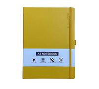 A4 Notebook Hardback Ruled Notepad Notes Lined Journal Diary with Pen Holder Premium Quality Casebound Book (Yellow)