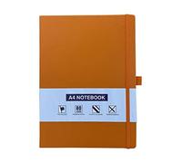 A4 Notebook Hardback Ruled Notepad Notes Lined Journal Diary with Pen Holder Premium Quality Casebound Book (Orange)