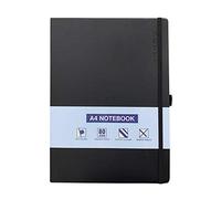 A4 Notebook Hardback Ruled Notepad Notes Lined Journal Diary with Pen Holder Premium Quality Casebound Book (Black)