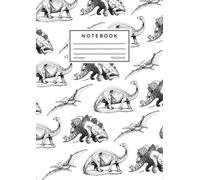 A4 NOTEBOOK: Large Dinosaur Sketch Pattern Notebook | Blank Lined | A4 (8.27" x 11.69") Black & White