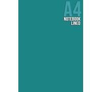 A4 Notebook Lined: A4 notebook lined, White-Color paper size A4 Journal or 8.27 in x 11.69 in,120 A4 Lined pages Soft Matte TEAL CoverFor school, writing notes, diaries, jotting down thoughts
