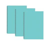 A4 Notebook Pack of 3 - Spiral Bound Lined Notepad, A4 Wirebound Notebook for School, Office, Study & Work, 80gsm Paper