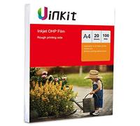 A4 OHP Film for Inkjet Printer - 20sheets Overhead Project Film Transparency Sheets Film with White Stripe Uinkit