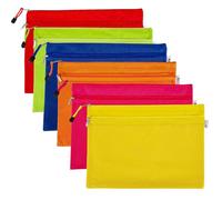 A4 Oxford Cloth Waterproof Zipper File Bags, 6pcs Zip Bags Wallets File Document Pocket Double-Layer Grid Receipt Toy Puzzle Organizer for Office School Home Supplies Travel Accessories