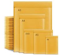 A4 Padded Envelopes, 10x Gold Padded Bubble Envelopes for Packaging Postage Peel & Seal Shipping Bag Mailers Postal Wrap 10 Pack