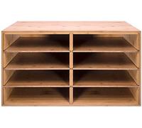A4 Paper Large File Hygrad Large Bamboo Desktop File Sorter A4 Document Desk Tidy Organiser 8 Compartments Filing Storage, 49 x 31 x 25cm for Papers Stationery Magazines Folders Letters Office Tray