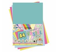 A4 Pastel Card, 100 Sheets Per Pack, 250 GSM Assorted Colour Bright Paper for Fun Crafting, Decorating, Sketching, School Projects Arts & Crafts (5 Pack)