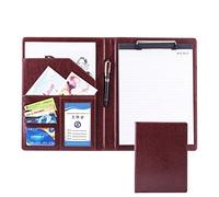 A4 Personal Travel Conference Document Folder, A4 Clipboard Folder Organizer with Storage Multicolor Multiple Options(Dark Brown,No Calculator)