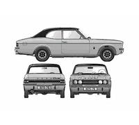 A4 Photo Blueprint Ford Cortina Mk III GLX 2000 2 door Coupe 1976