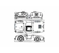 A4 Photo Blueprint Porsche 550 A Spyder Roadster 1956