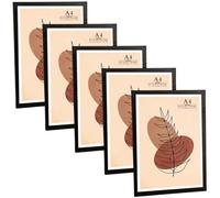 A4 Photo Frame 5 Pack, Solid Wood frame, A4 Picture frame, Black Poster frame 21cm x 29.7cm Certificate Frame for Table Top and Wall Mounting