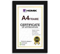 A4 Photo Frame - Acrylic Glass A4 Picture Frame Black with Mount for Home Decor & Gifts (Single, Black, A4)