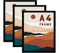 A4 Photo Frames - 3 Pack Black Poster Frame 20x28.5cm Black Picture Frames for Tabletop Freestanding & Wall Mounting
