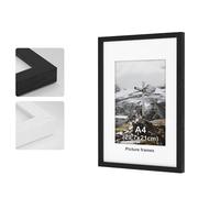 A4 Picture Frame, Black Wooden Picture Frames, 29.7x21cm Photo Frame with Perspex Glass, With Stand and Wall Mountable, Horizontal or Vertical Wall Mounting, Bedroom and Living Room Decoration