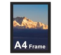 A4 Picture Frame,Versatile Frame with Safe Perspex Front & Wall Hanging Hooks - For Display, Landscape or Portrait Orientation, Wall-Mount & Desk Stand(Black)