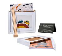 A4 Picture Frame Wall Decor | 100% Real Wood Kids Artwork Display Frame | Wall Decor, Grandma Gifts | Magnetic Wooden Kids Easy Open Art Frame (2 White Frames)