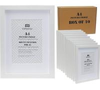 A4 Picture Frame with Mount for A5 set of 10,White A4 Document Frames With Clear Acrylic Front,A4 Certificate Photo Frame 10Pack,A4 Frame for Desktop and Wallmounted