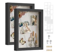 A4 picture frame with multiple mats, Ash Black / 2 Pack