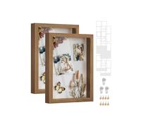A4 picture frame with multiple mats, Teak Brown / 2 Pack