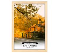 A4 Picture Frame Wooden A4 Photo Frames, Versatile Picture Frame 21 x 29.7cm with Plexiglass Window, Display, Landscape or Portrait Orientation, Wall-Mount & Desk Stand (Burlywood)