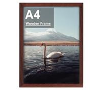 A4 Picture Frame, Wooden Photo Frame Versatile Frame with Safe Perspex Front & Wall Hanging Hooks- For Display, Landscape or Portrait Orientation, Wall-Mount & Desk Stand