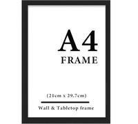A4 Picture Frames Wooden Photo Frame with Stand Tabletop or Wall Hanging Wall Mount 21 x 29.7cm For Poster Desk Certificate Displaying (Black)