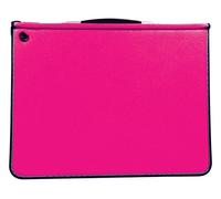 A4 Pink Padded Professional Leather-Look Ringed Portfolio - Stylish & Durable Presentation Case with Zip Closure & Binder Rings for Documents & Artwork