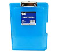 A4 Plastic Clipboard Storage Box Transparent Plastic Paper Holder Storage Clip Board Storage Case Ideal for Hospitals, Office, School and Home (Blue)