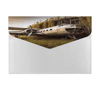 A4 Plastic Envelopes with Snap Closure Abandoned Plane Plastic Folders for Document Letter Size Poly Folders Reusable File Bags for Office Home Work Supplies